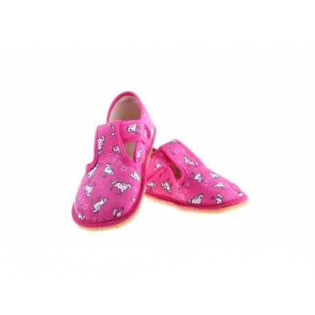 Detské barefoot papučky Beda ružový koník